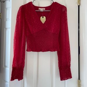 Red cropped long sleeve